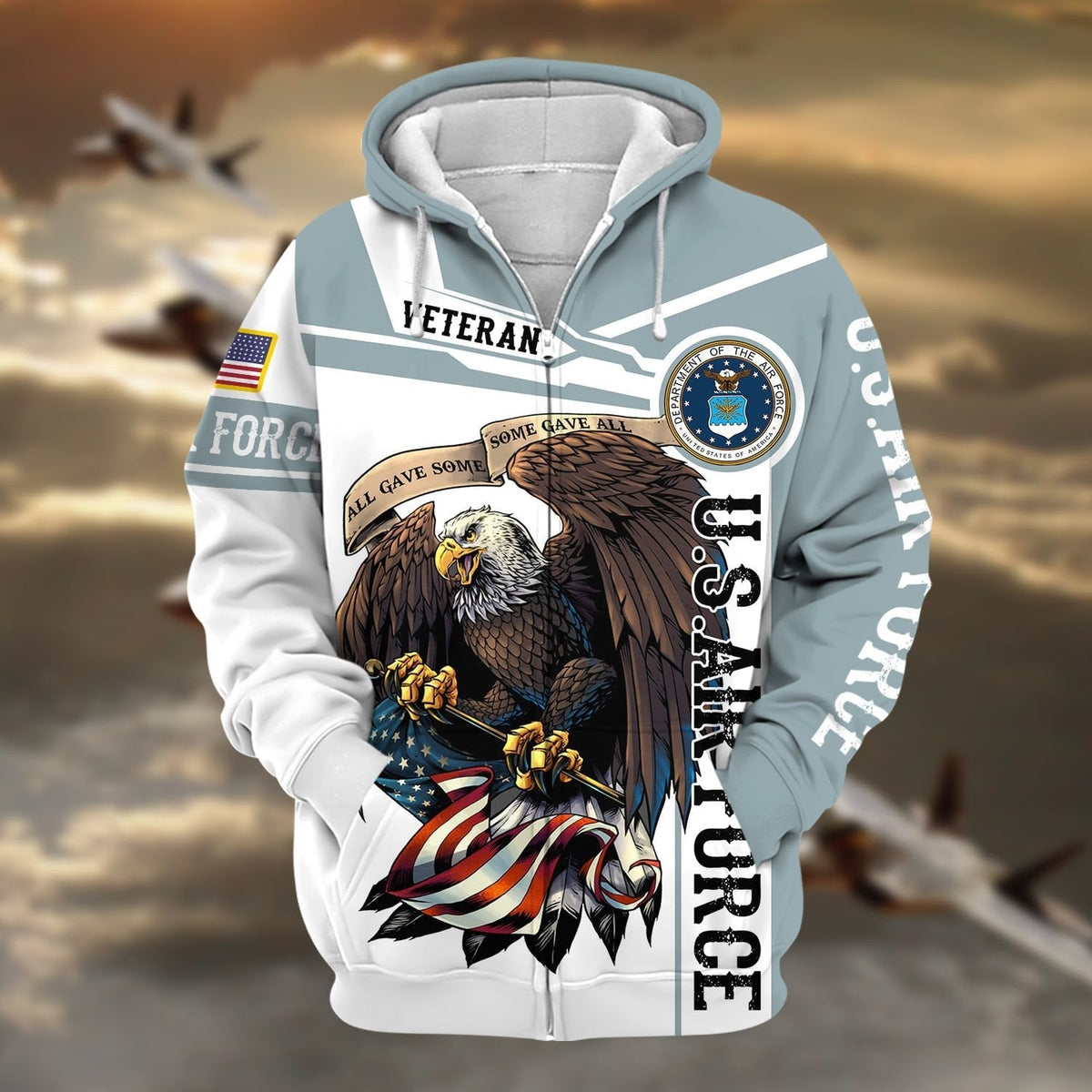 BJ Premium Honoring All Who Served US Veteran Zip Hoodie