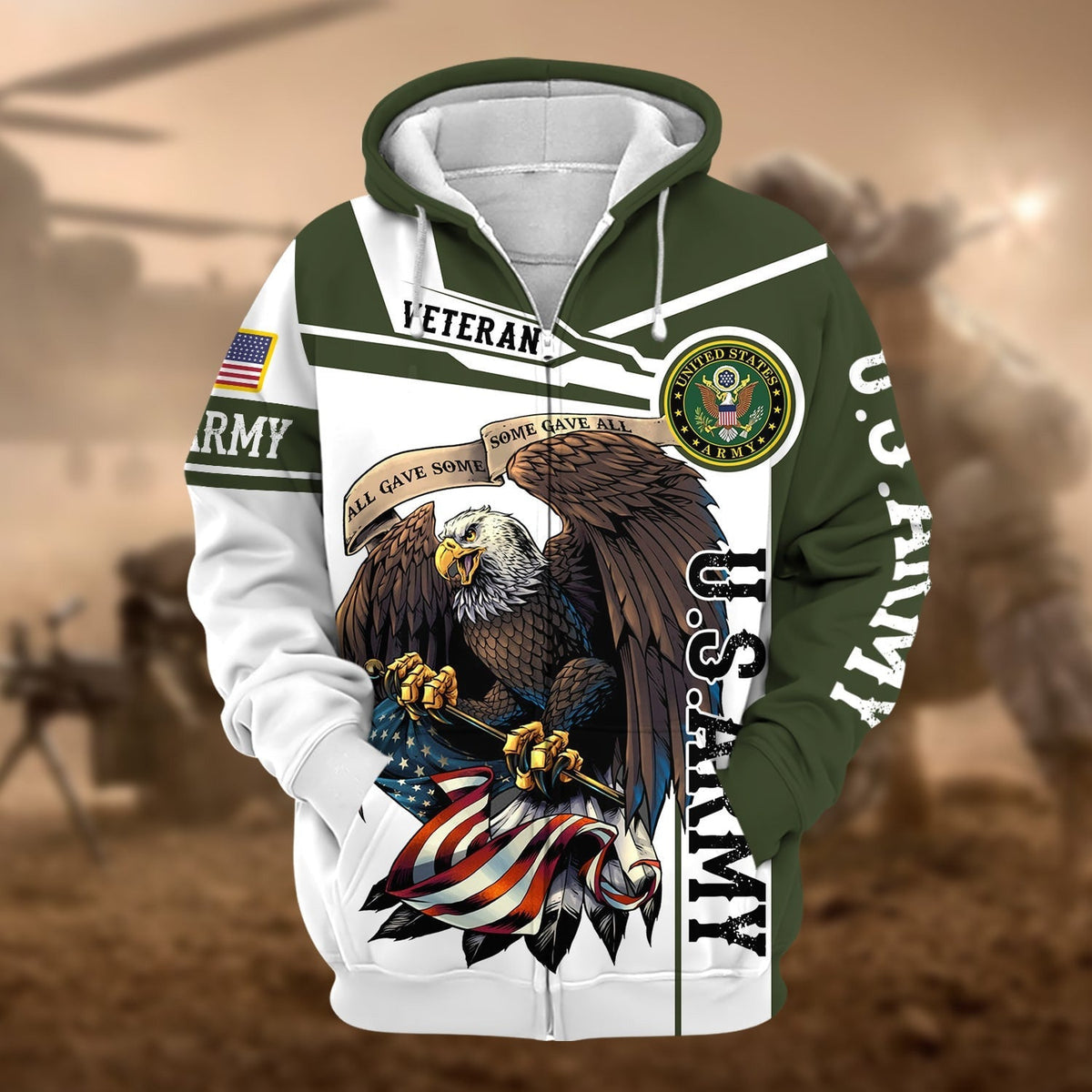 BJ Premium Honoring All Who Served US Veteran Zip Hoodie
