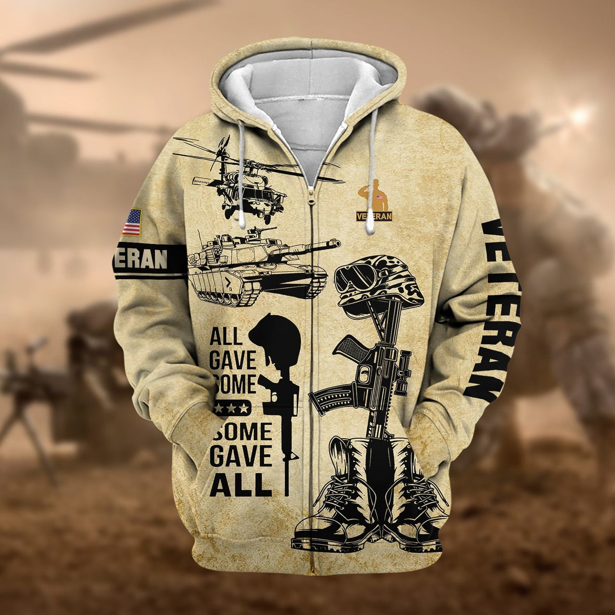 BJ Premium All Gave Some US Veteran Zip Hoodie