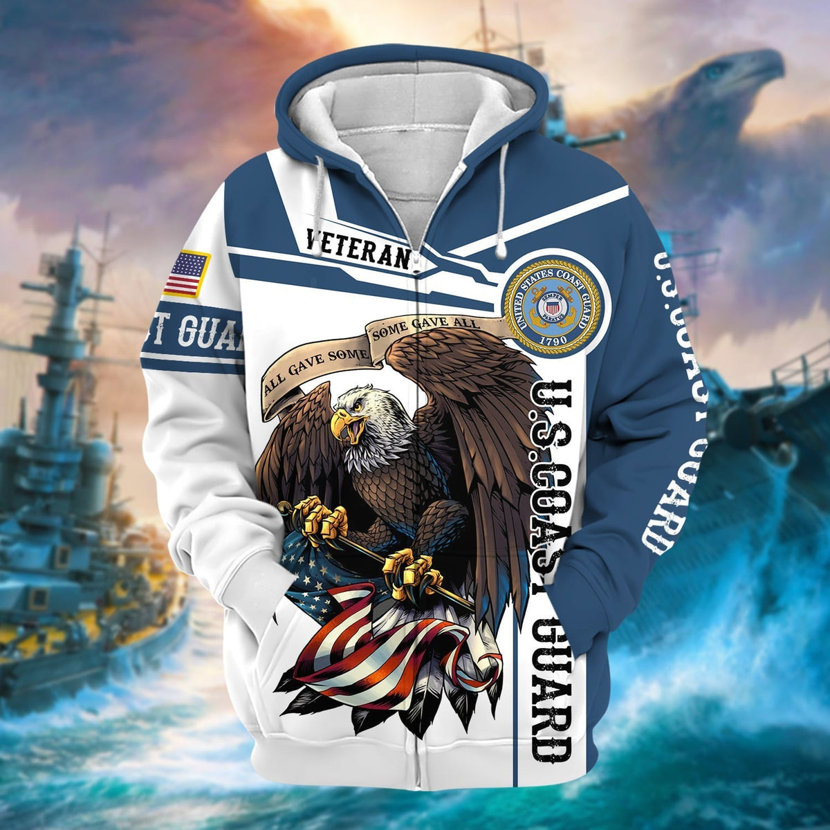 BJ Premium Honoring All Who Served US Veteran Zip Hoodie