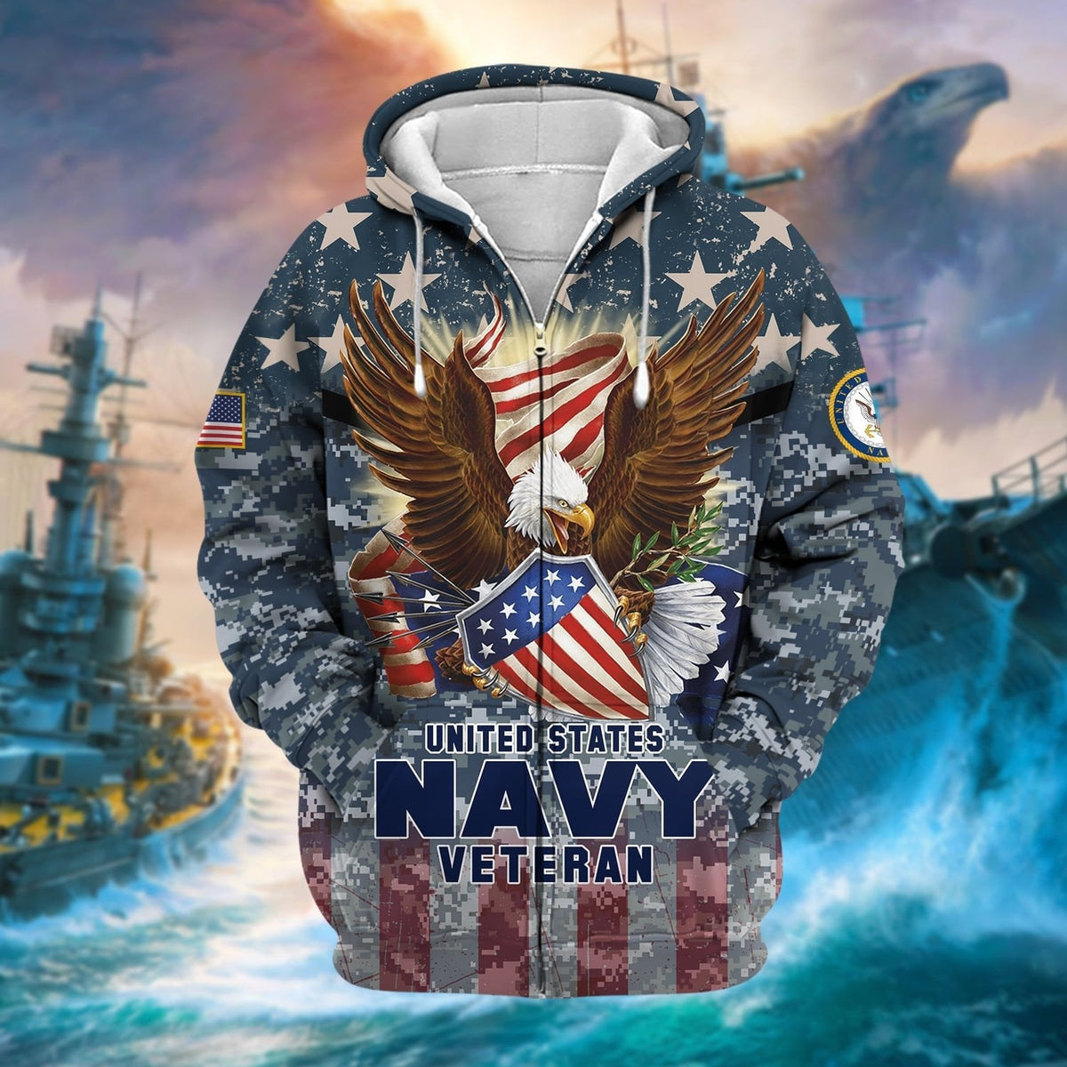 BJ Premium Eagle US Veteran Zip Hoodie