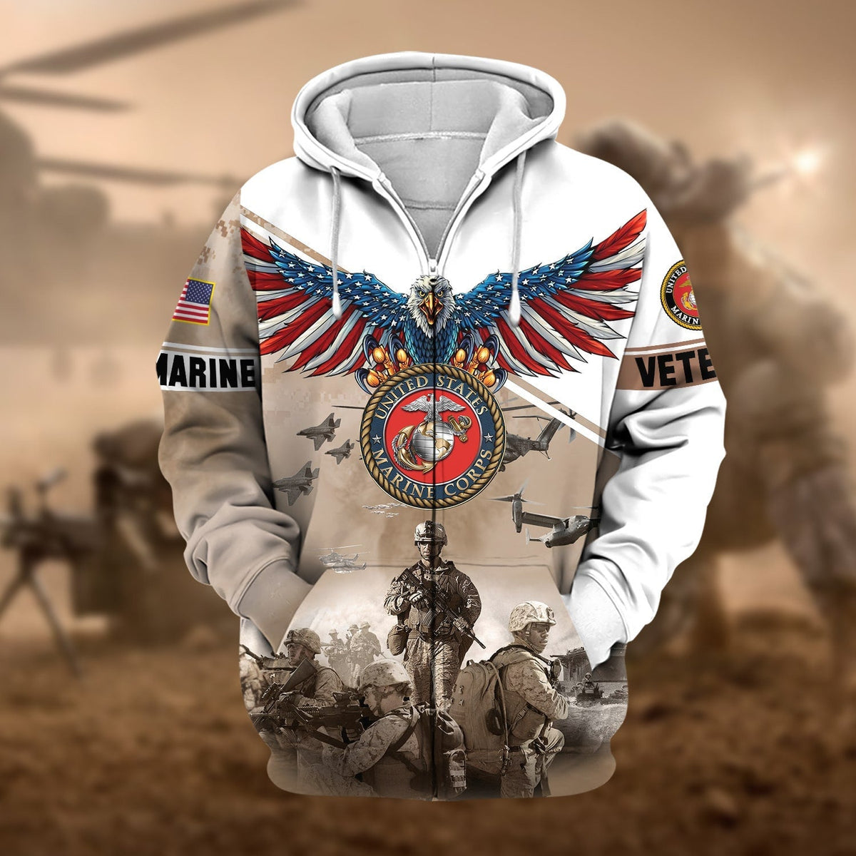 BJ Premium Multiple Services US Veteran Zip Hoodie