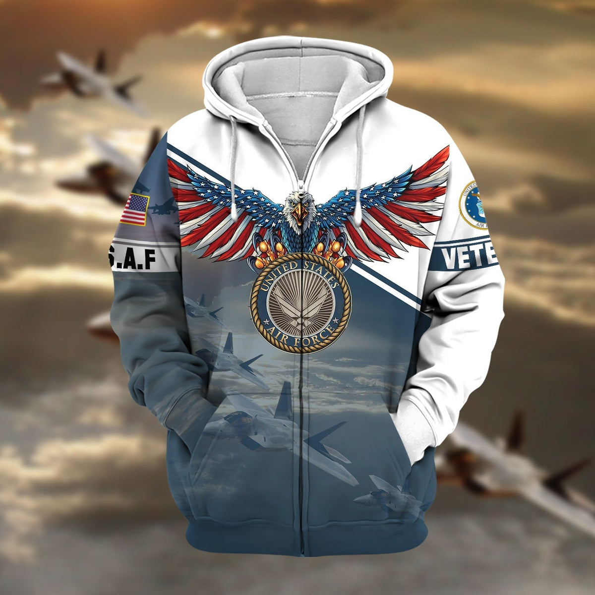 BJ Premium Multiple Services US Veteran Zip Hoodie