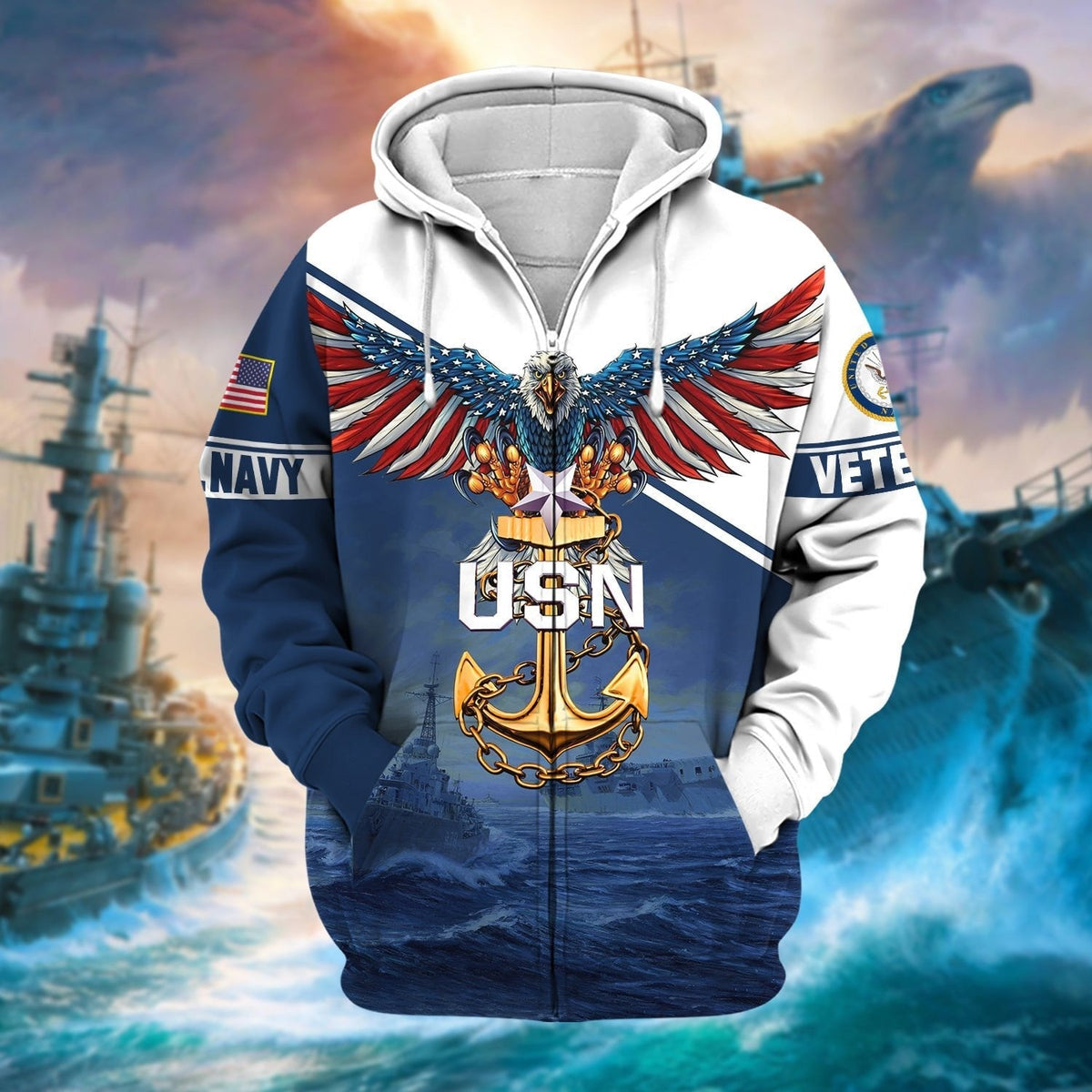 BJ Premium Multiple Services US Veteran Zip Hoodie