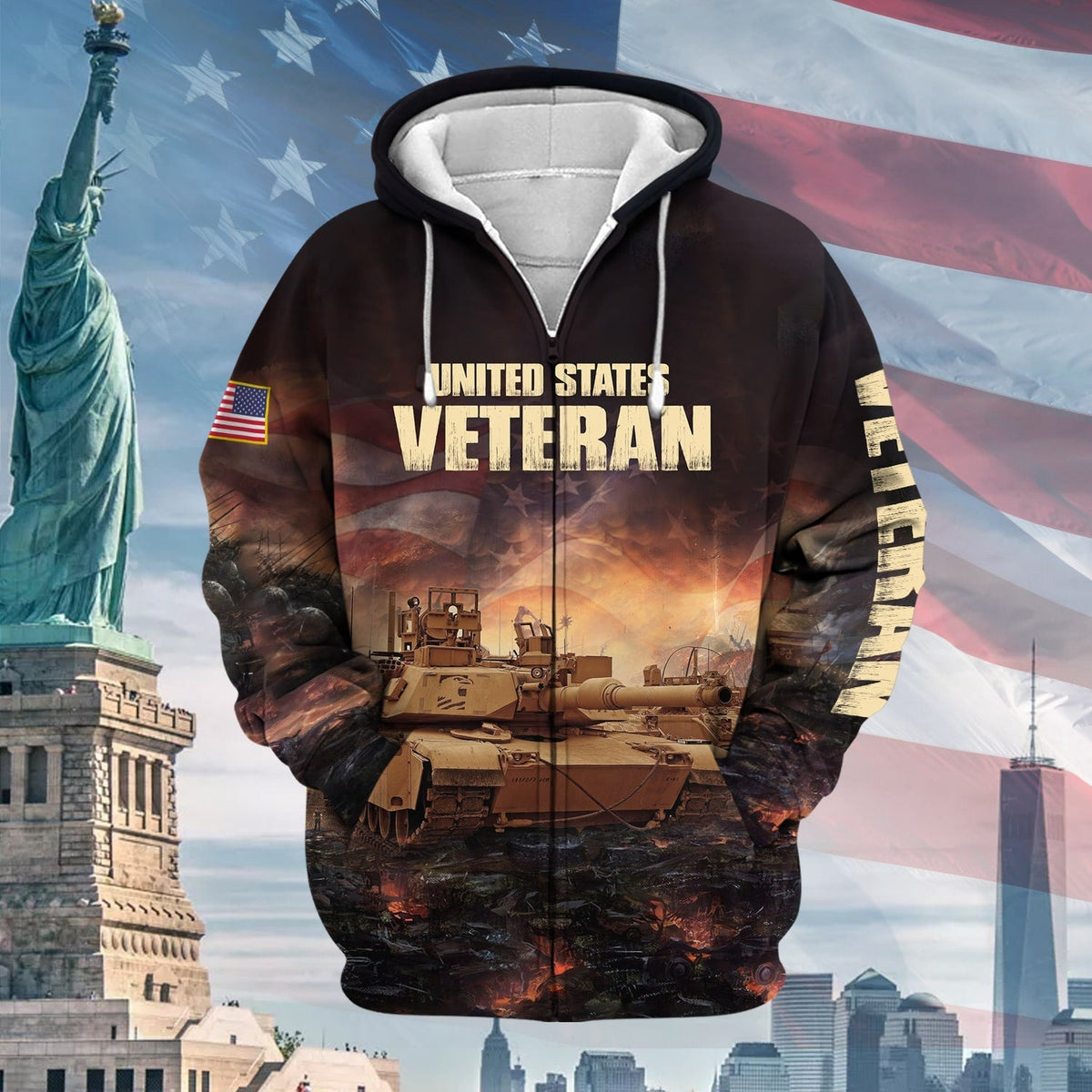 BJ Unique US Veteran Zip Hoodie