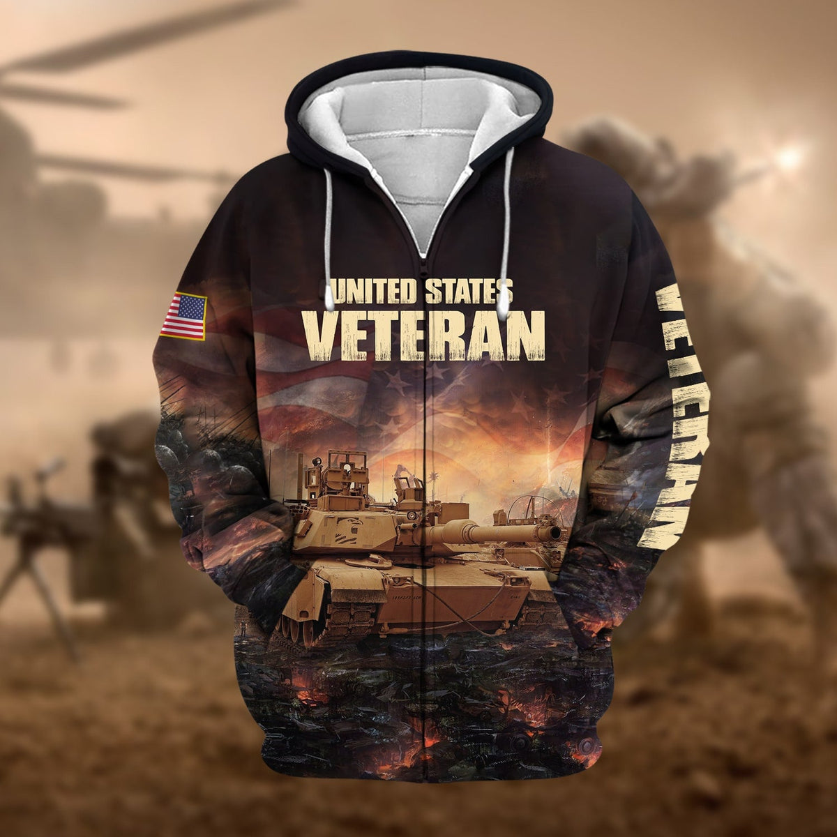BJ Unique US Veteran Zip Hoodie
