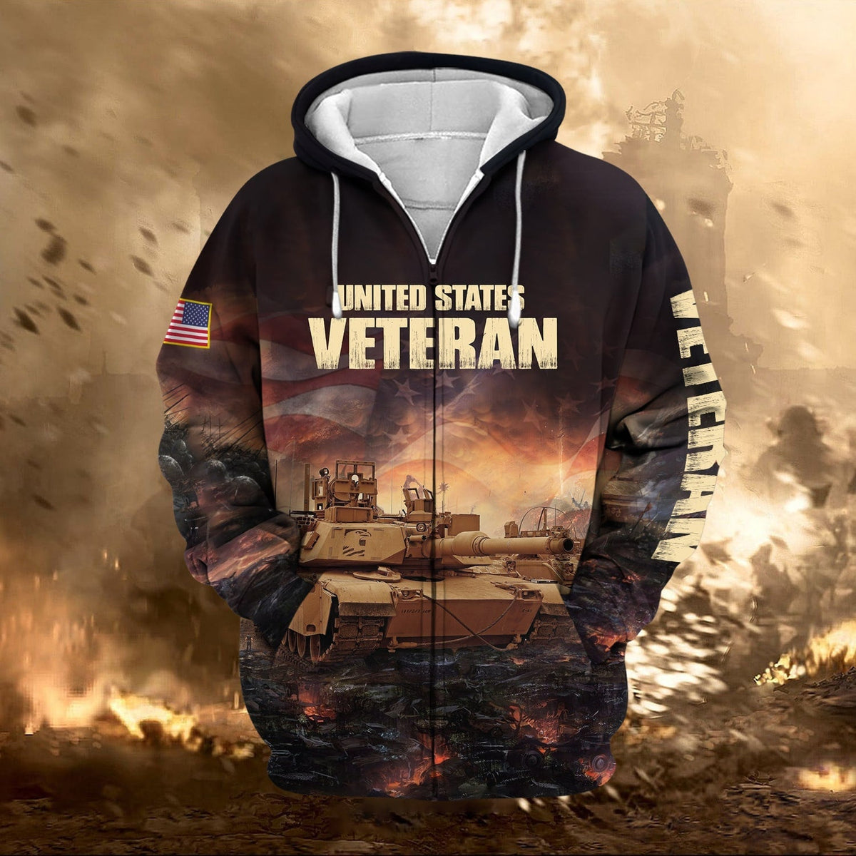 BJ Unique US Veteran Zip Hoodie