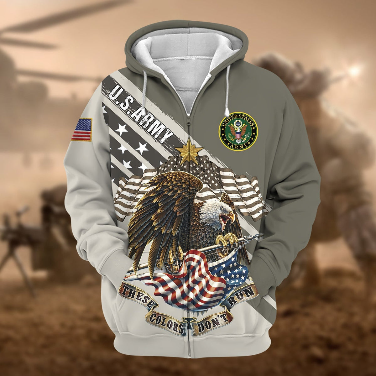 BJ Premium These Colors Don't Run US Veteran Zip Hoodie