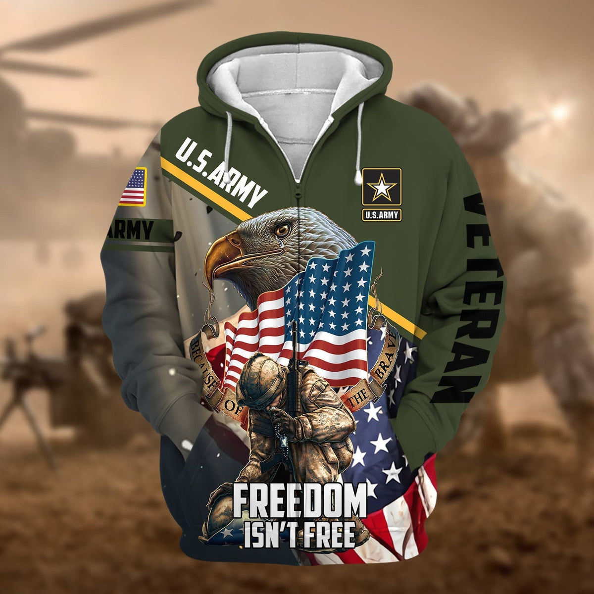 BJ Premium Freedom Is Not Free US Veteran Zip Hoodie
