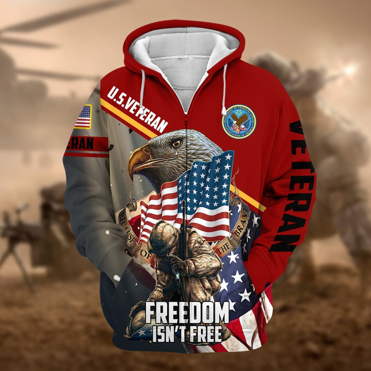 BJ Premium Freedom Is Not Free US Veteran Zip Hoodie