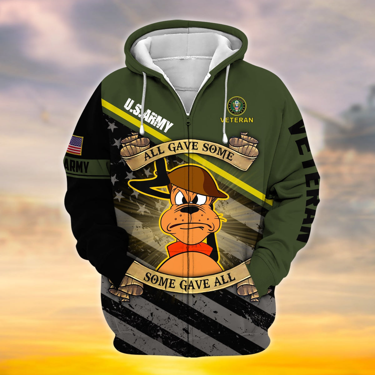 BJ Premium Proudly Served Multiservice US Veteran Zip Hoodie