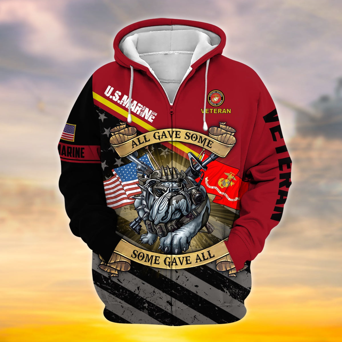 BJ Premium Proudly Served Multiservice US Veteran Zip Hoodie