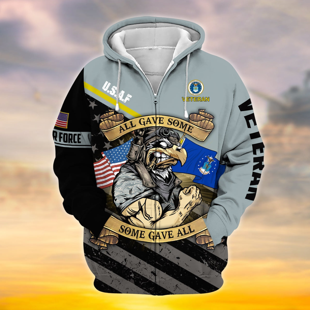BJ Premium Proudly Served Multiservice US Veteran Zip Hoodie