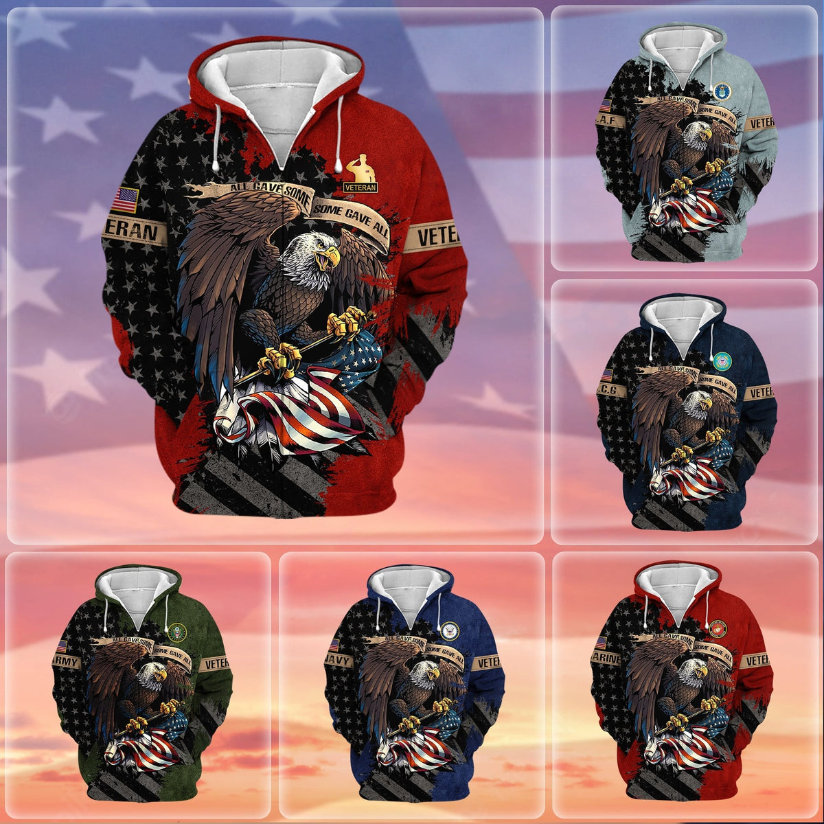 BJ Premium Eagle US Veteran Zip Hoodie