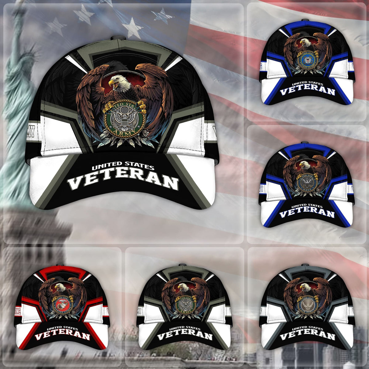 BlueJose Premium Eagle US Veteran Cap NPVC251002