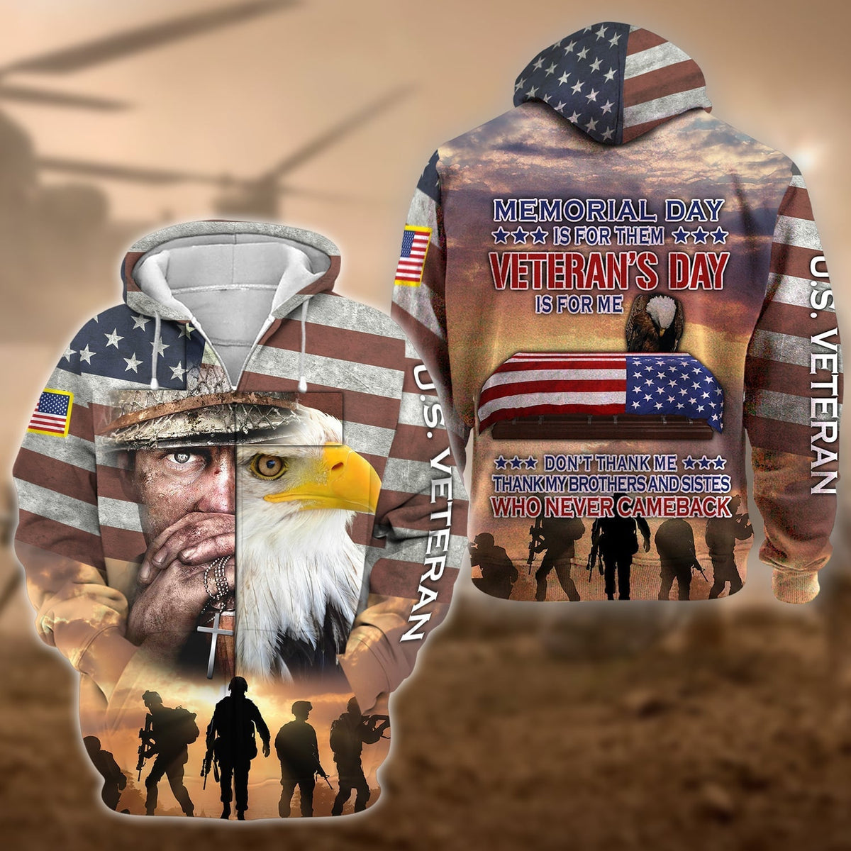 BJ Premium Veteran's Day Is For Me US Veteran Zip Hoodie