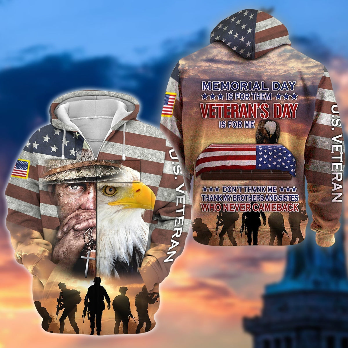 BJ Premium Veteran's Day Is For Me US Veteran Zip Hoodie