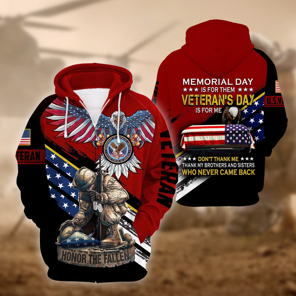 BJ Premium Memorial Day Is For Them US Veteran Zip Hoodie
