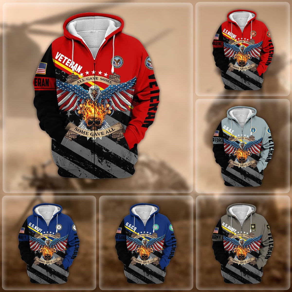BJ Premium Eagle US Veteran Zip Hoodie