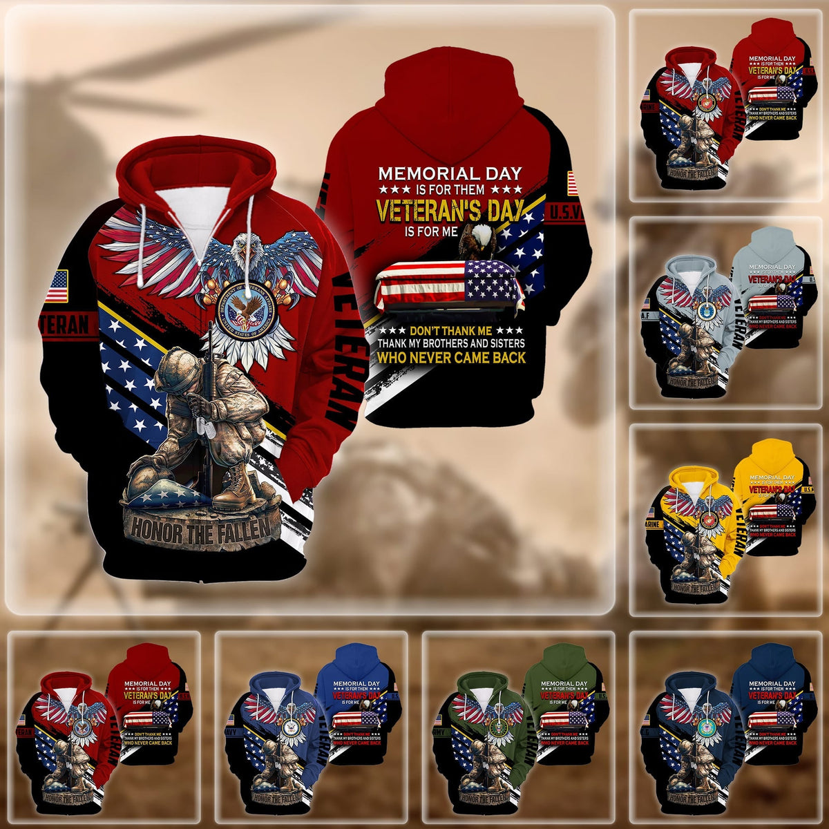 BJ Premium Memorial Day Is For Them US Veteran Zip Hoodie