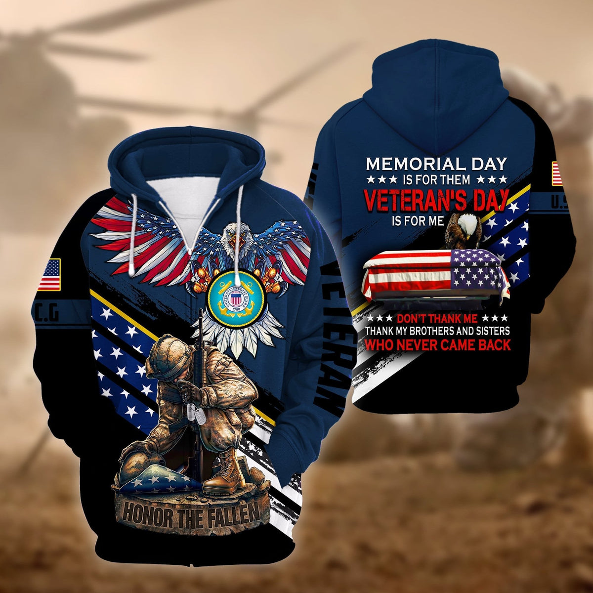 BJ Premium Memorial Day Is For Them US Veteran Zip Hoodie