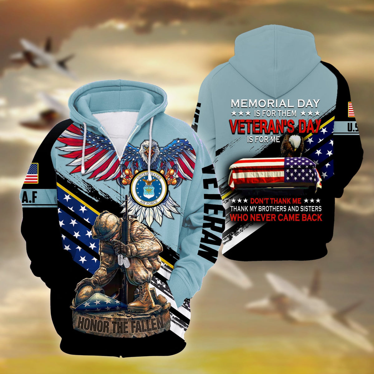 BJ Premium Memorial Day Is For Them US Veteran Zip Hoodie