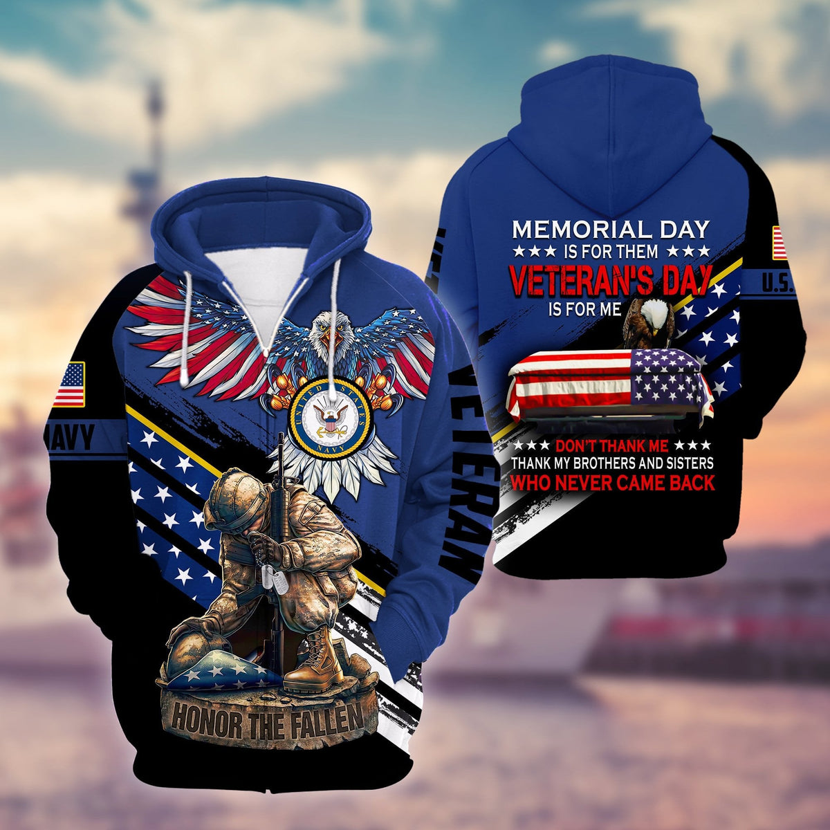 BJ Premium Memorial Day Is For Them US Veteran Zip Hoodie
