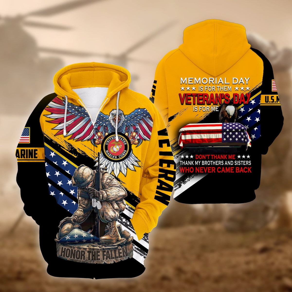 BJ Premium Memorial Day Is For Them US Veteran Zip Hoodie