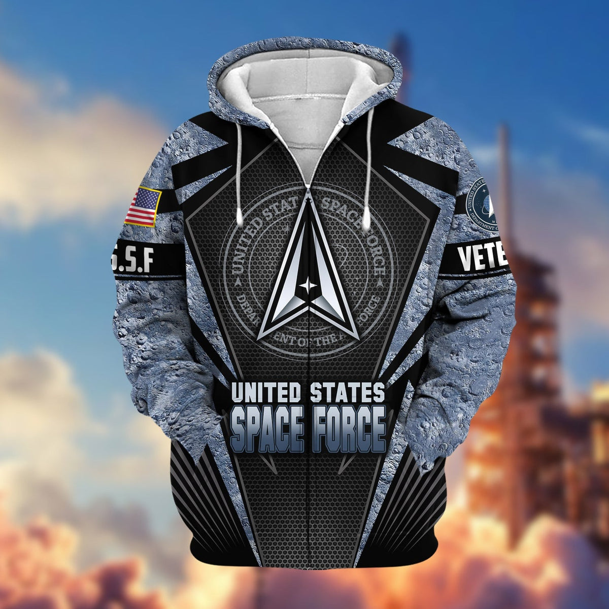 BJ Unique Camo Soldiers US Veteran Zip Hoodie