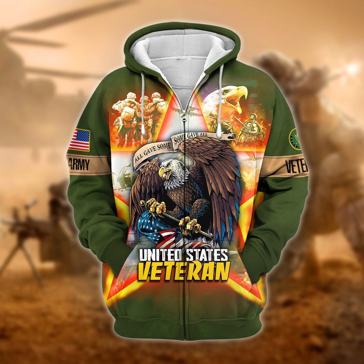 BJ Unique All Gave Some US Veteran Zip Hoodie