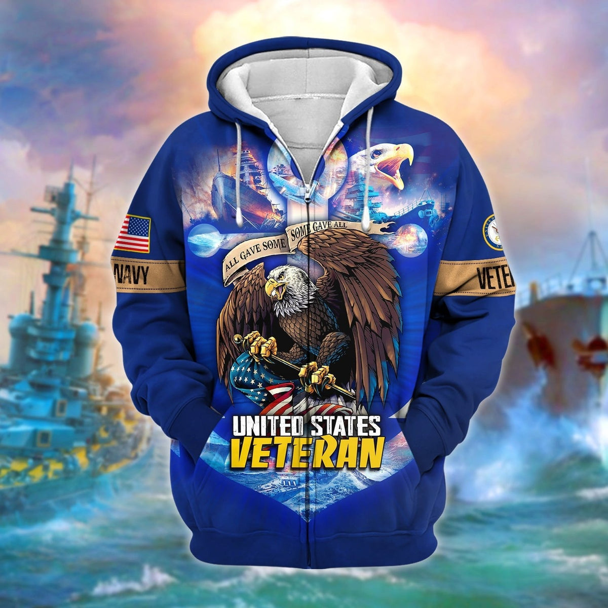 BJ Unique All Gave Some US Veteran Zip Hoodie