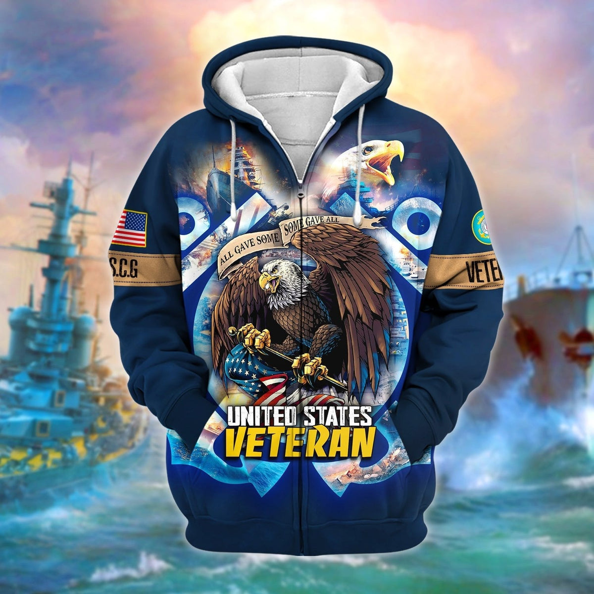BJ Unique All Gave Some US Veteran Zip Hoodie