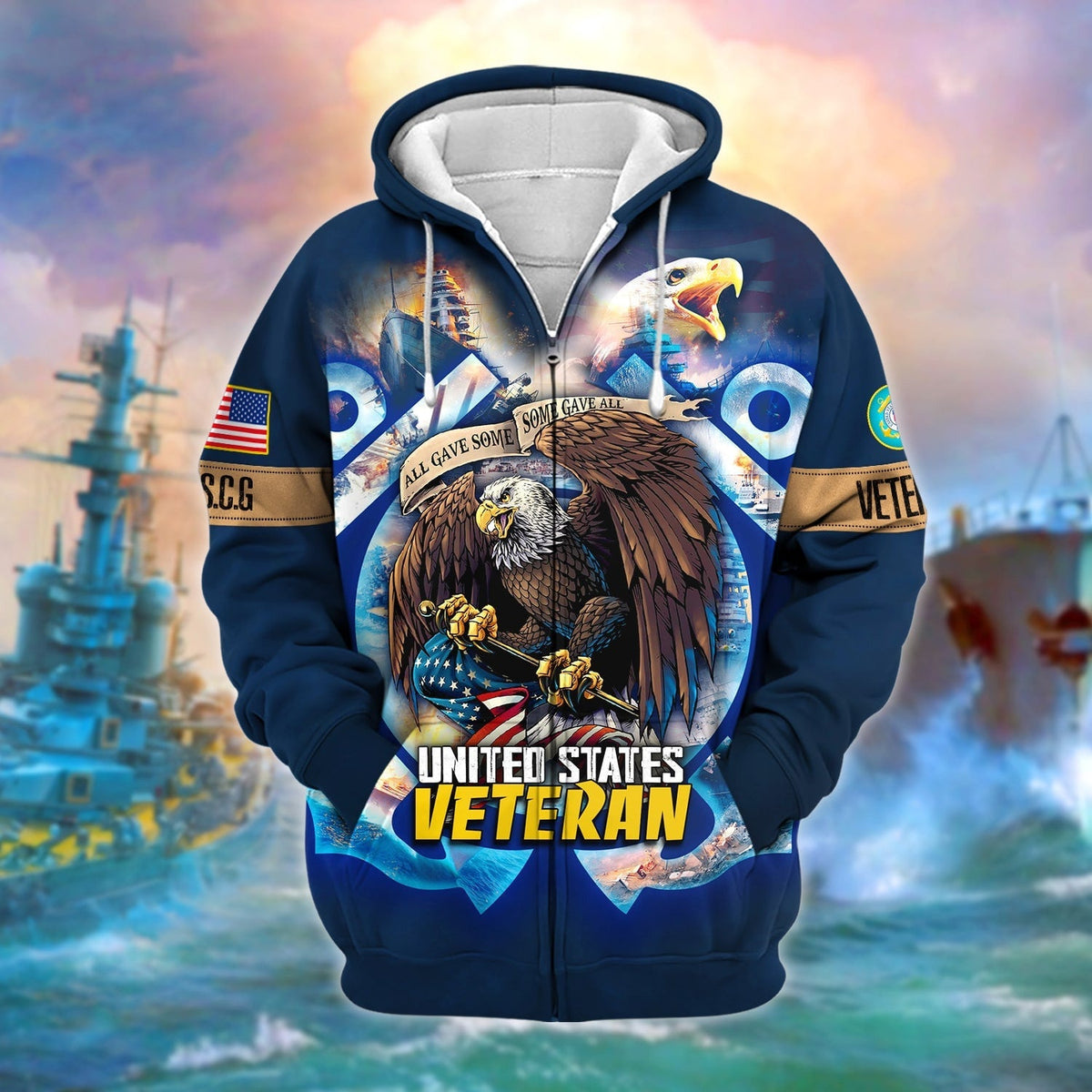 BJ Unique All Gave Some US Veteran Zip Hoodie