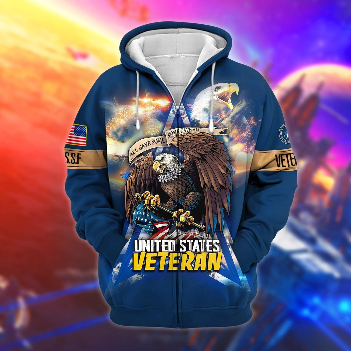 BJ Unique All Gave Some US Veteran Zip Hoodie