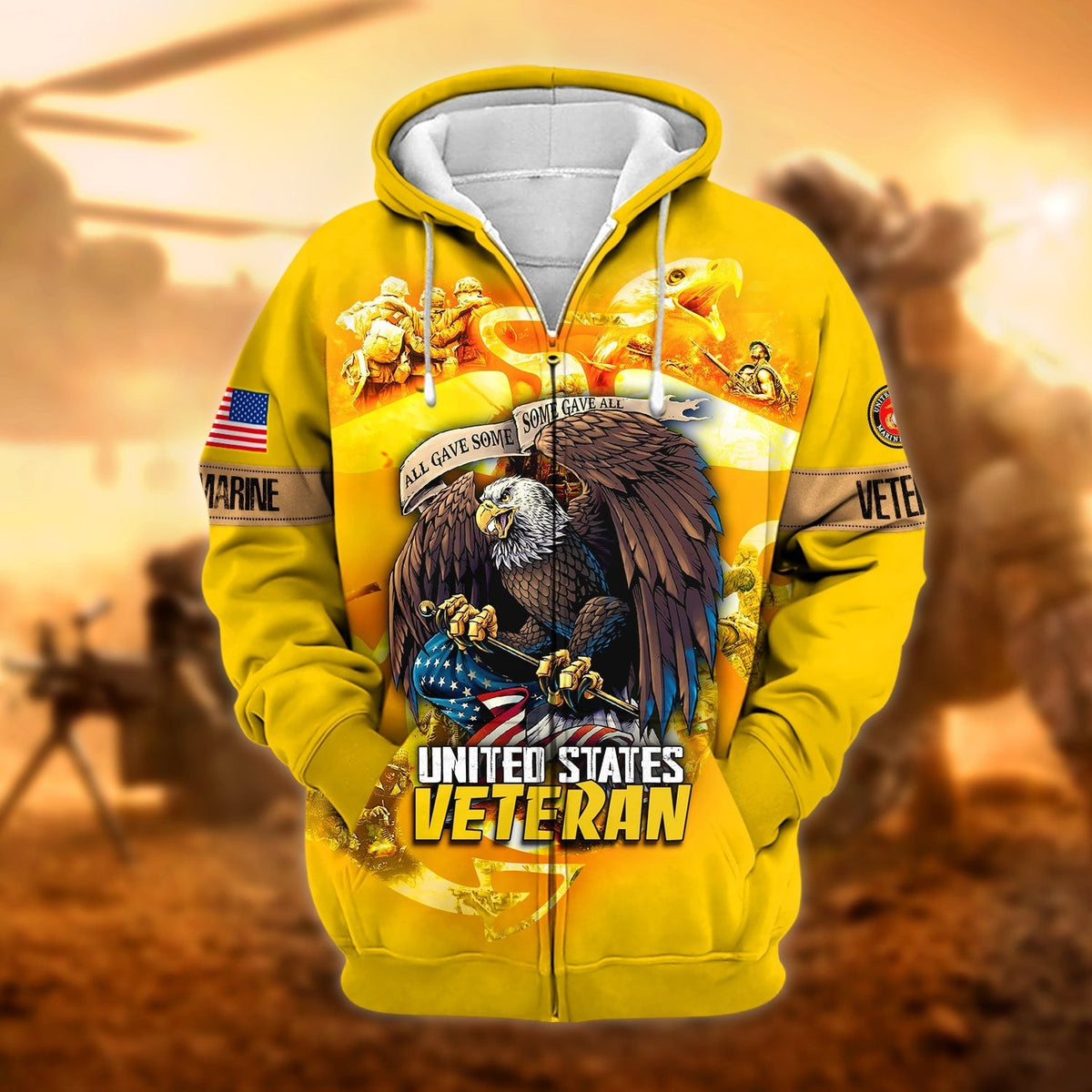 BJ Unique All Gave Some US Veteran Zip Hoodie