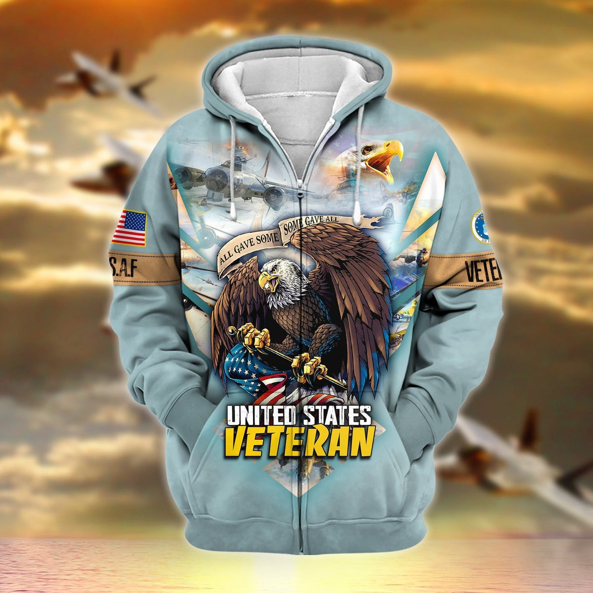 BJ Unique All Gave Some US Veteran Zip Hoodie