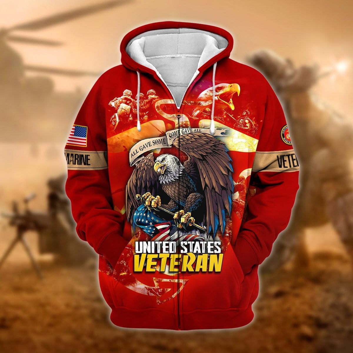BJ Unique All Gave Some US Veteran Zip Hoodie