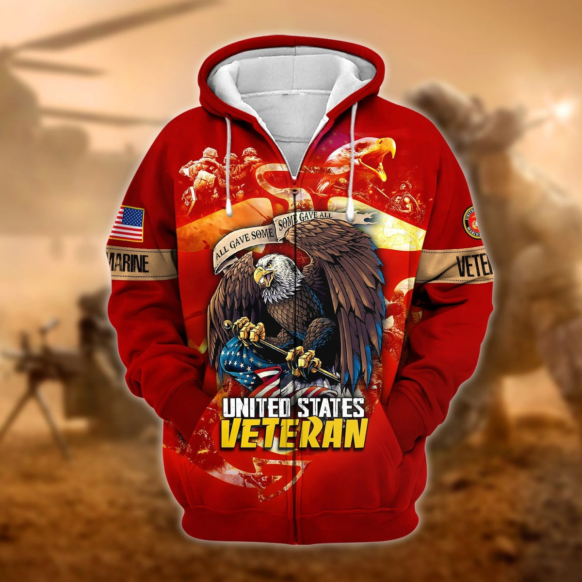 BJ Unique All Gave Some US Veteran Zip Hoodie