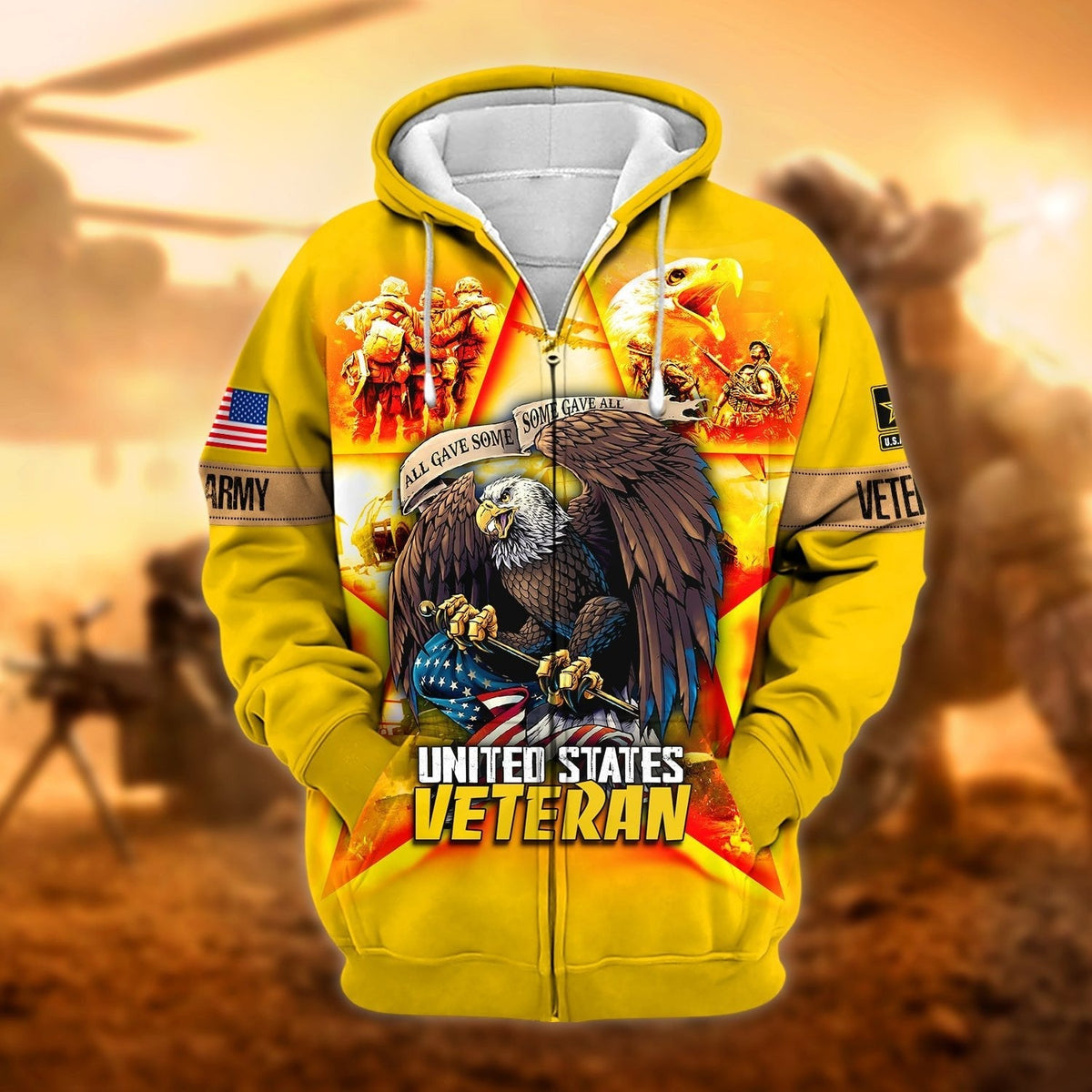 BJ Unique All Gave Some US Veteran Zip Hoodie
