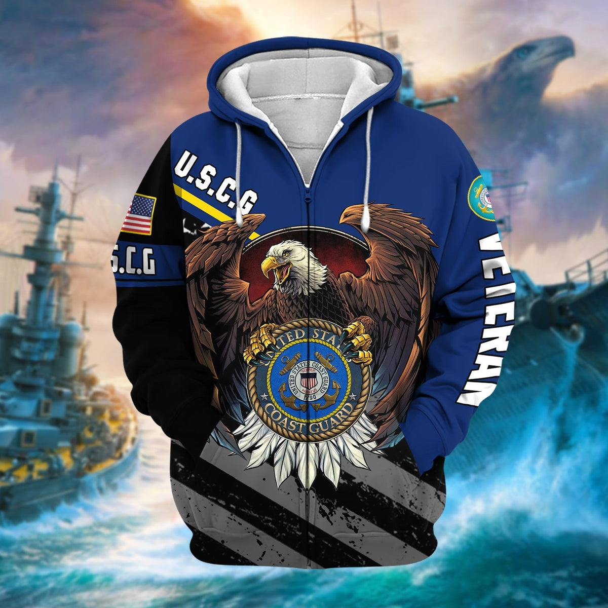 BJ Premium Eagle US Veteran Zip Hoodie