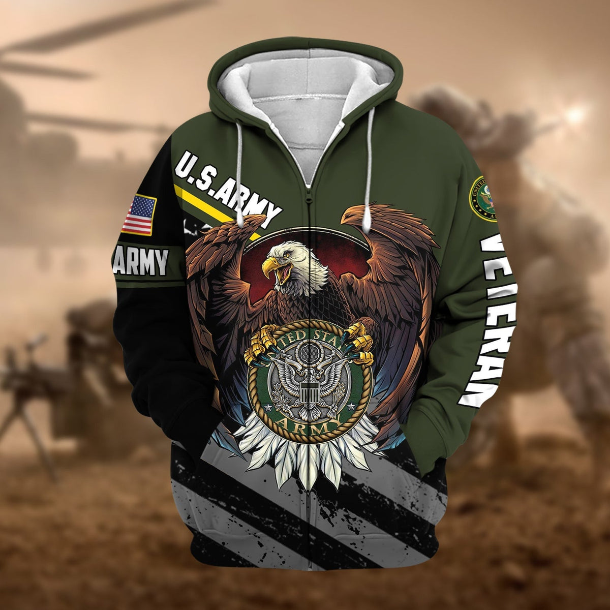 BJ Premium Eagle US Veteran Zip Hoodie