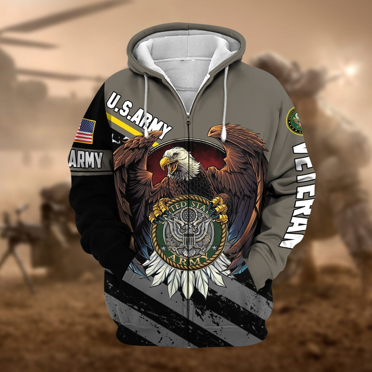 BJ Premium Eagle US Veteran Zip Hoodie