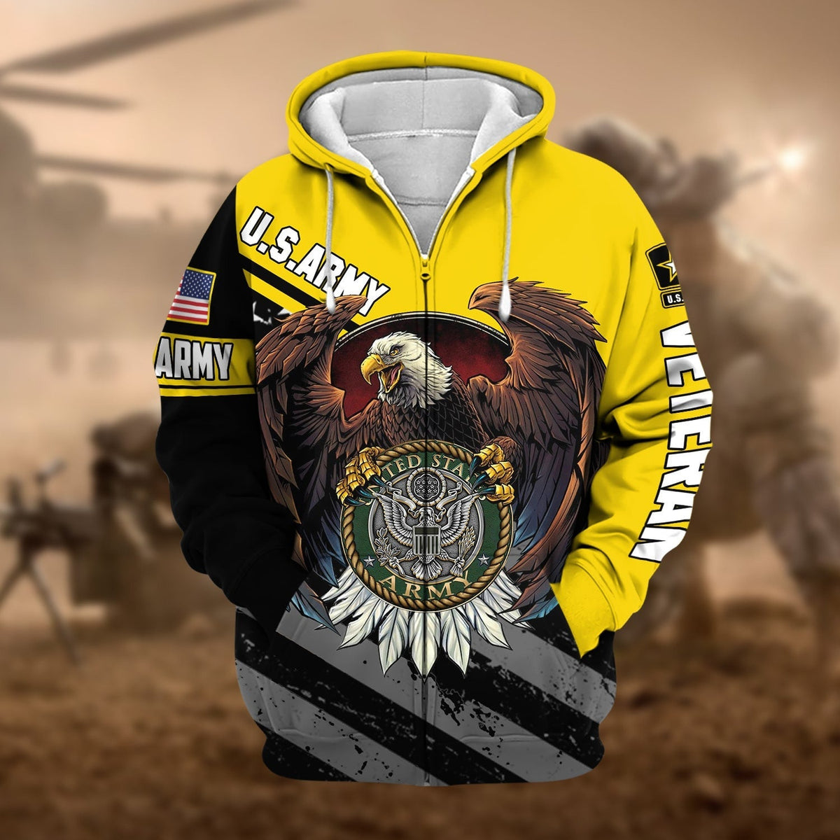 BJ Premium Eagle US Veteran Zip Hoodie