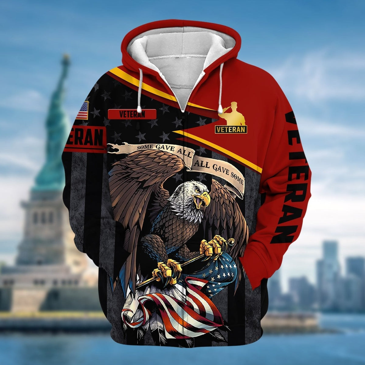 BJ Premium All Gave Some US Veteran Zip Hoodie