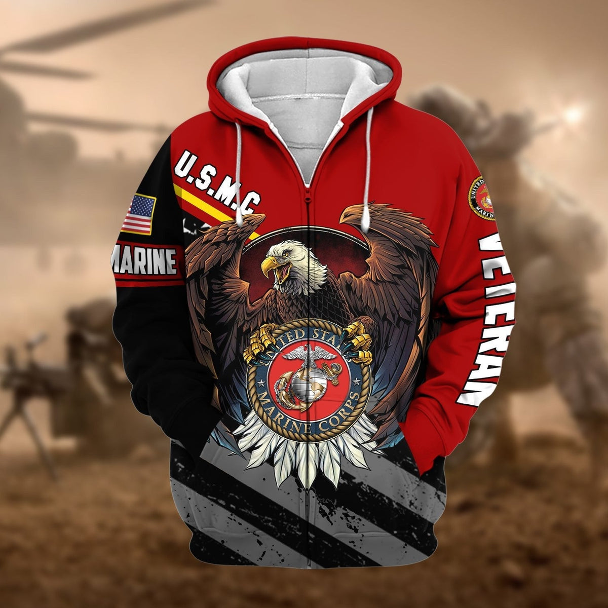 BJ Premium Eagle US Veteran Zip Hoodie