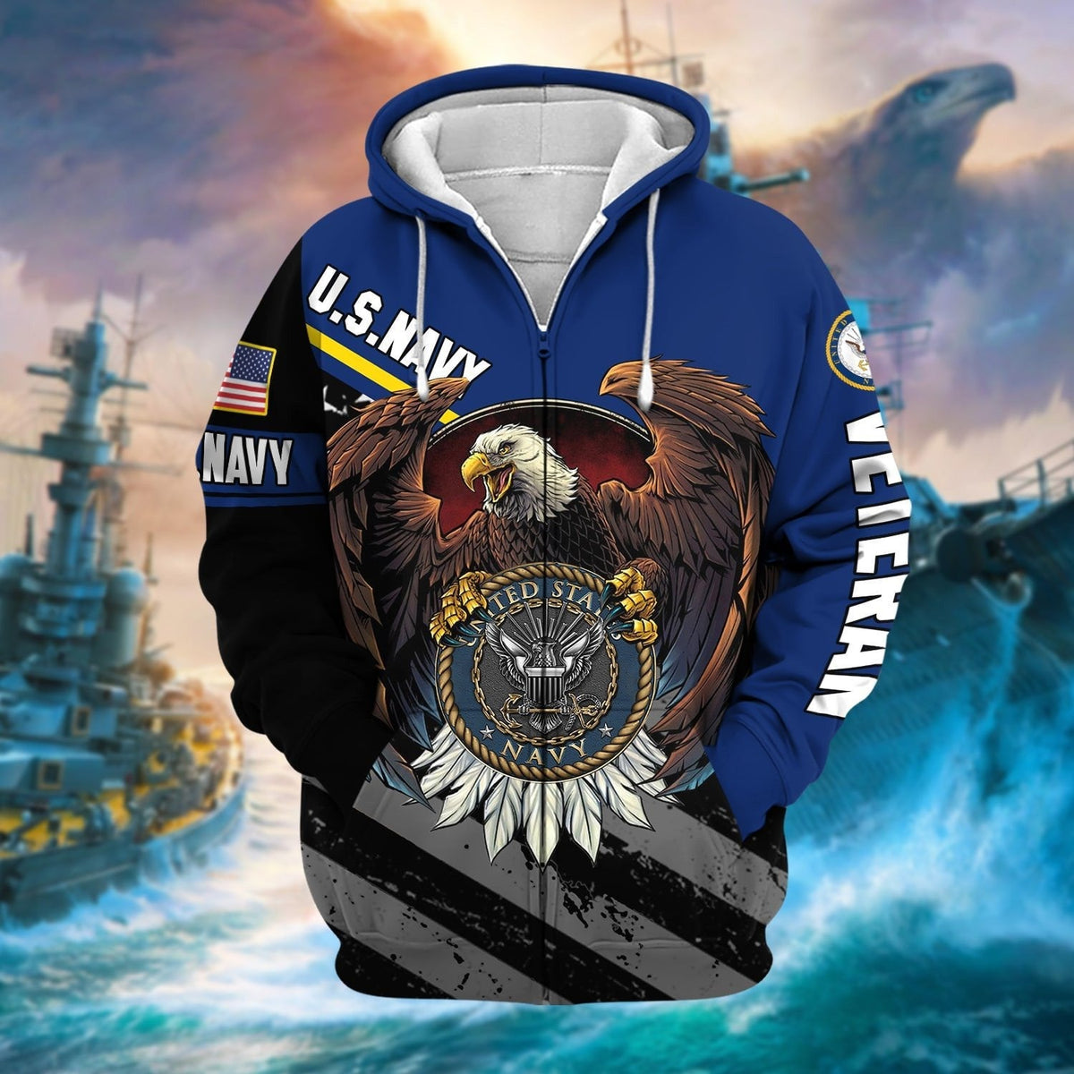 BJ Premium Eagle US Veteran Zip Hoodie