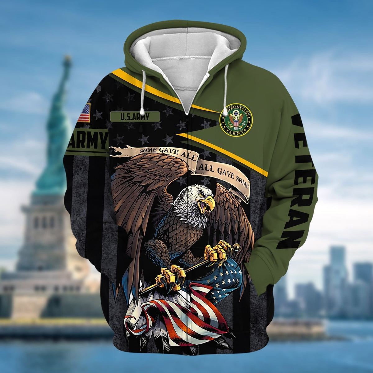 BJ Premium All Gave Some US Veteran Zip Hoodie
