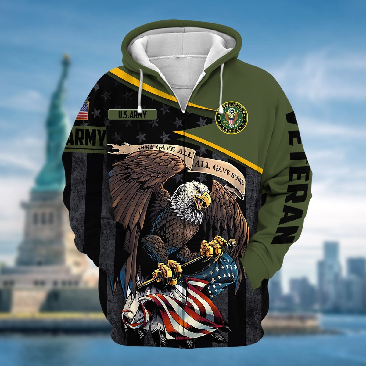 BJ Premium All Gave Some US Veteran Zip Hoodie