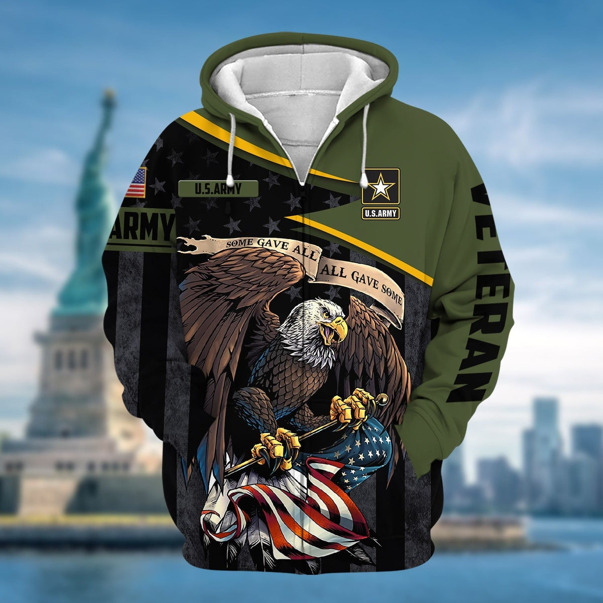 BJ Premium All Gave Some US Veteran Zip Hoodie
