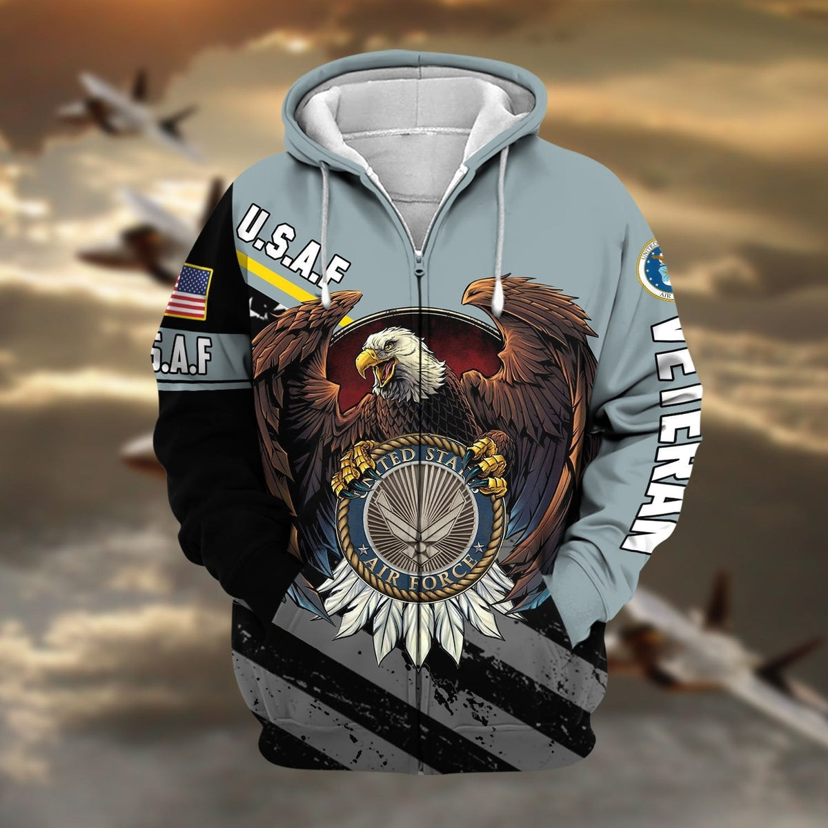 BJ Premium Eagle US Veteran Zip Hoodie